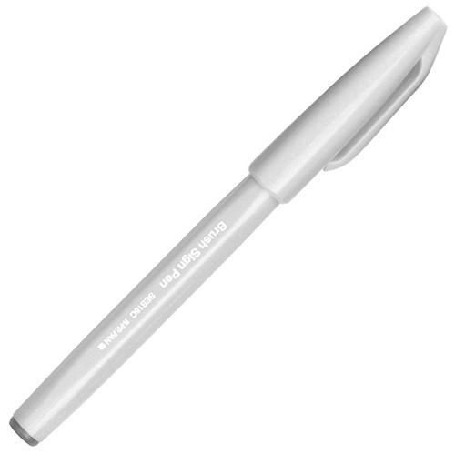 Ручка Pentel Brush Sign Pen Tip світло-сіра гнучкий наконечник 