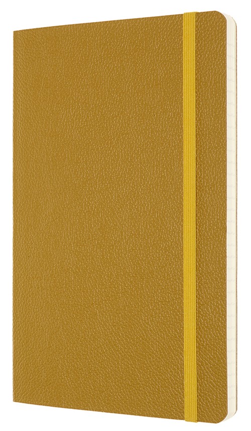 Блокнот Moleskine Leather середній 13 х 21см в лінію бурштиновий м'який у прозорому боксі