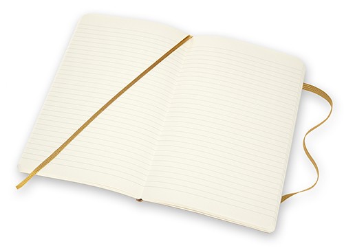 Блокнот Moleskine Leather середній 13 х 21см в лінію бурштиновий м'який у прозорому боксі