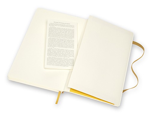 Блокнот Moleskine Leather середній 13 х 21см в лінію бурштиновий м'який у прозорому боксі