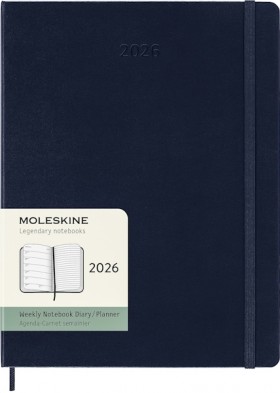 Щотижневик з місцем для записів Moleskine на 2026 рік великий 19 х 25 см сапфір