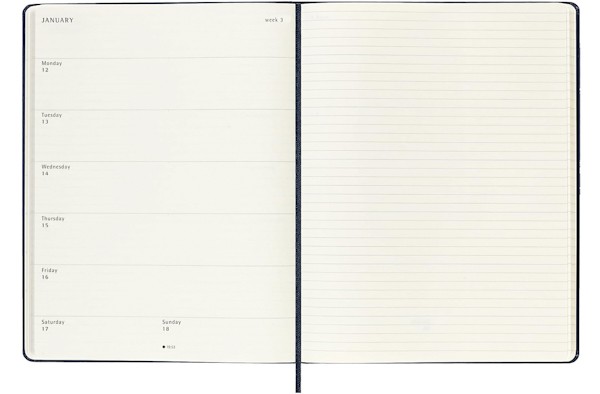 Щотижневик з місцем для записів Moleskine на 2026 рік великий 19 х 25 см сапфір