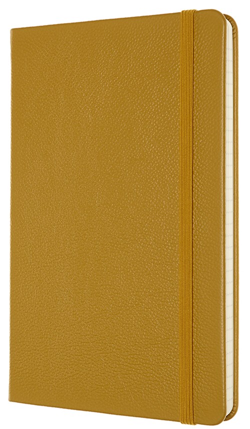 Блокнот Moleskine Leather середній 13 х 21см в лінію бурштиновий у прозорому боксі