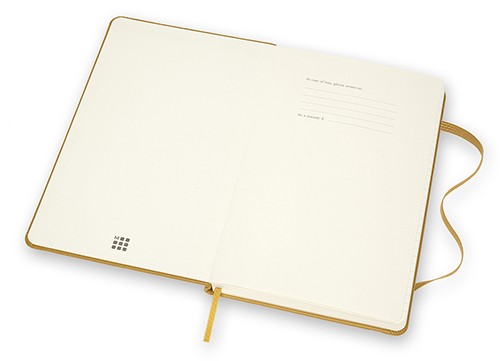 Блокнот Moleskine Leather середній 13 х 21см в лінію бурштиновий у прозорому боксі