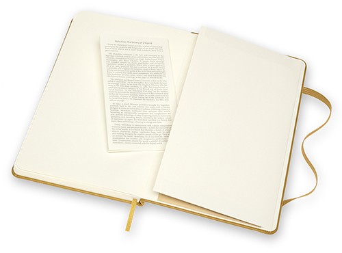 Блокнот Moleskine Leather середній 13 х 21см в лінію бурштиновий у прозорому боксі