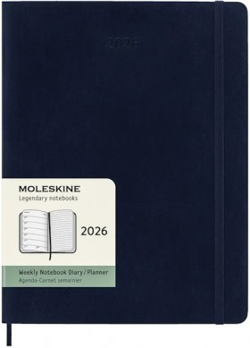 Щотижневик з місцем для записів Moleskine на 2026 рік великий 19 х 25 см сапфір м'який