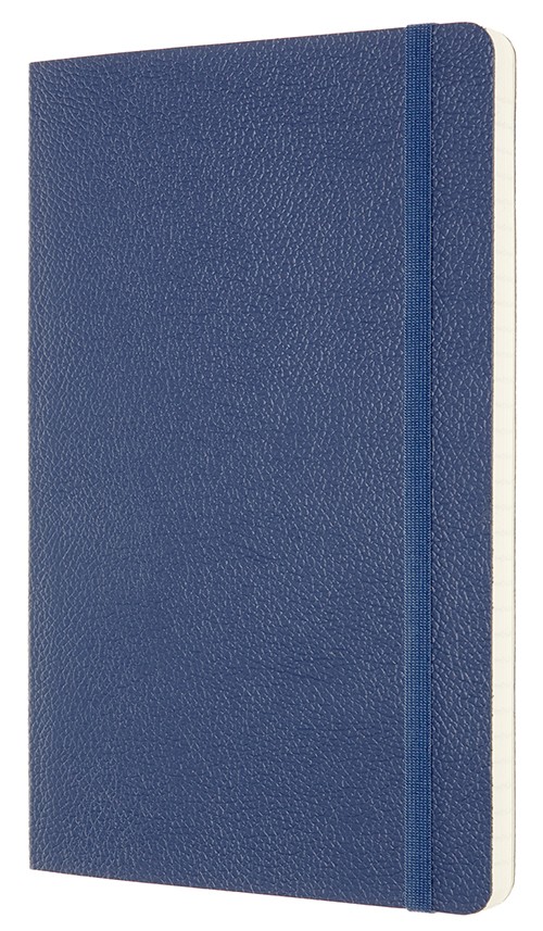 Блокнот Moleskine Leather середній 13 х 21см в лінію синій м'який у прозорому боксі