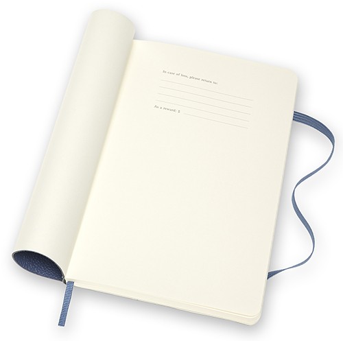 Блокнот Moleskine Leather середній 13 х 21см в лінію синій м'який у прозорому боксі