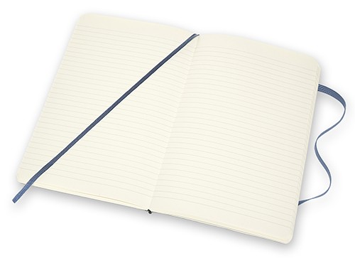 Блокнот Moleskine Leather середній 13 х 21см в лінію синій м'який у прозорому боксі