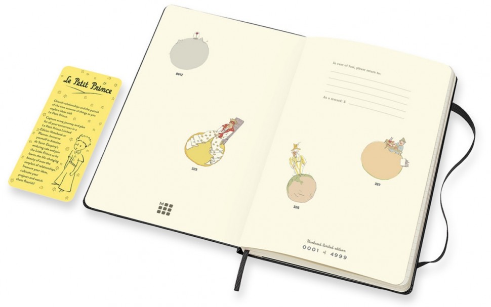 Блокнот Moleskine Le Petite Prince середній 13 х 21см в лінію чорний в боксі