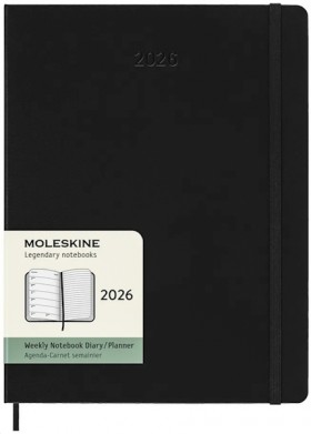 Щотижневик з місцем для записів Moleskine на 2026 рік великий 19 х 25 см чорний