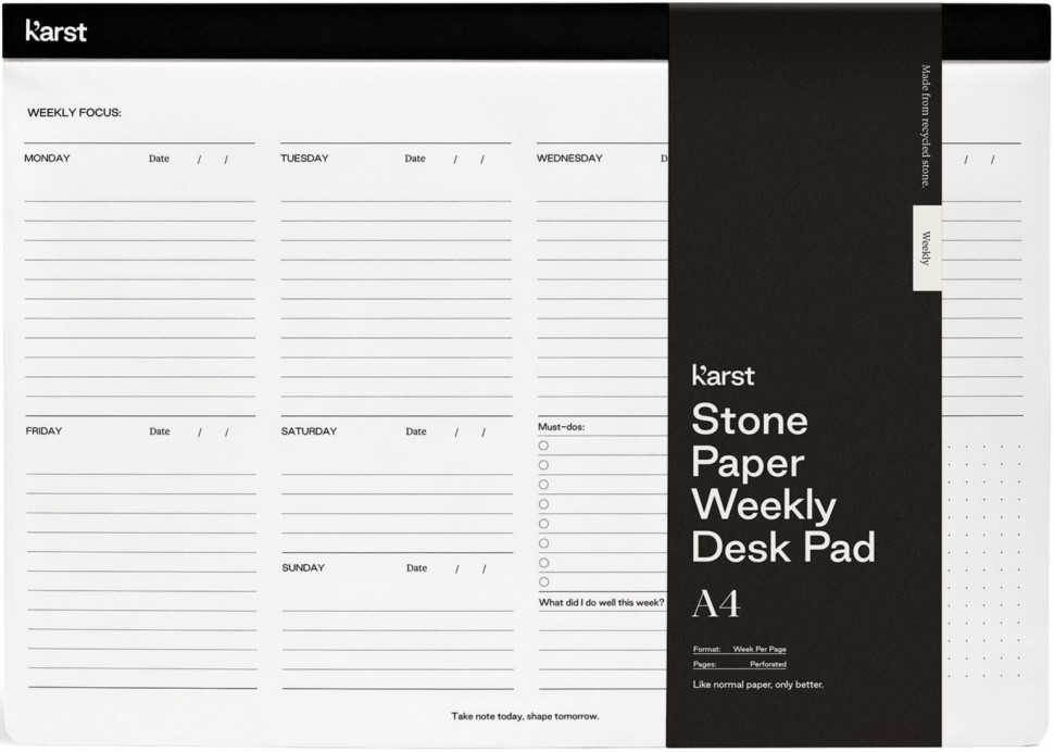 Планер Karst Weekly Desk Pad A4 чорний недатований
