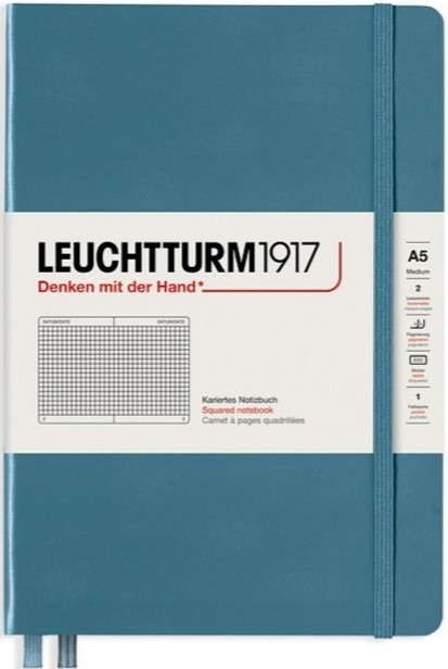 Блокнот Leuchtturm1917 Rising Colours середній 14,5 х 21 см в клітинку Stone Blue