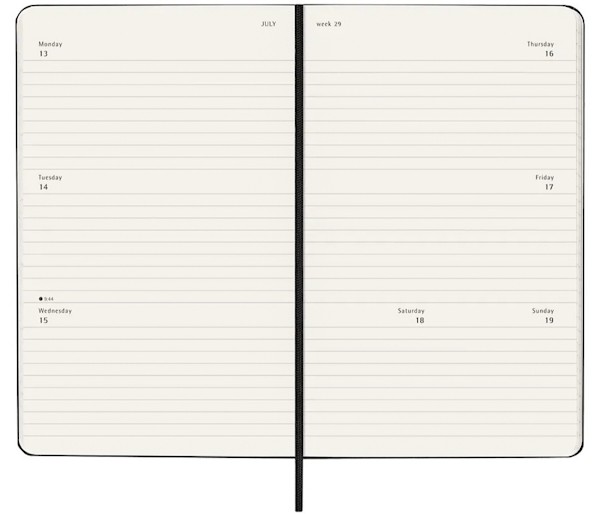 Горизонтальний щотижневик Moleskine на 2026 рік середній 13 х 21 см чорний