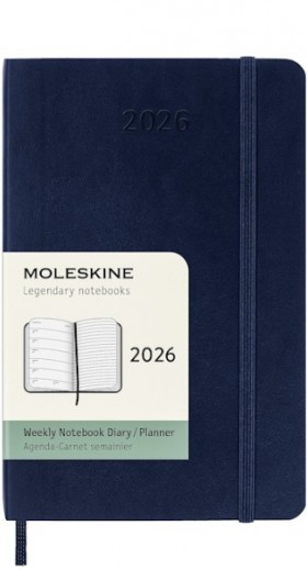 Щотижневик з місцем для записів Moleskine на 2026 рік кишеньковий 9 х 14 см сапфір м'який