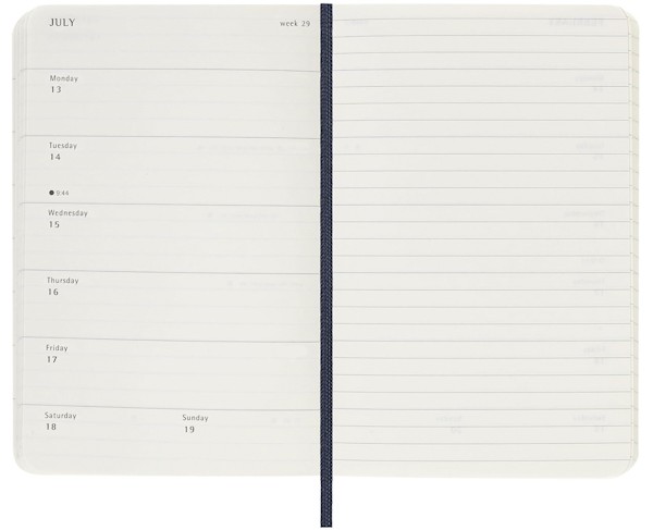 Щотижневик з місцем для записів Moleskine на 2026 рік кишеньковий 9 х 14 см сапфір м'який