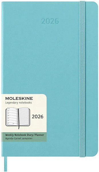 Щотижневик з місцем для записів Moleskine на 2026 рік середній 13 х 21 см аквамарин