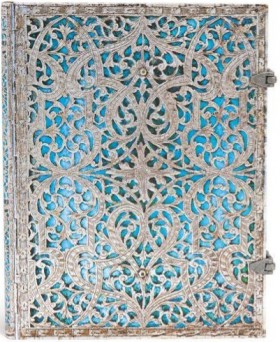Блокнот Paperblanks Срібна Філігрань Лазурний великий 18 х 23 см в лінію 