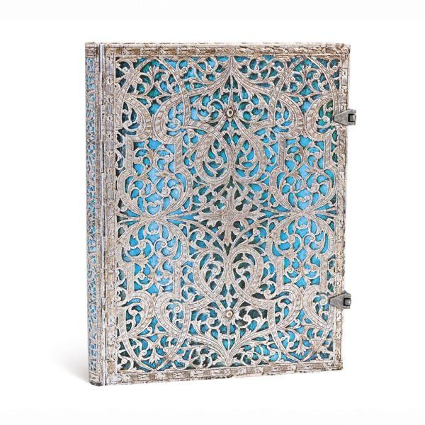 Блокнот Paperblanks Срібна Філігрань Лазурний великий 18 х 23 см в лінію 