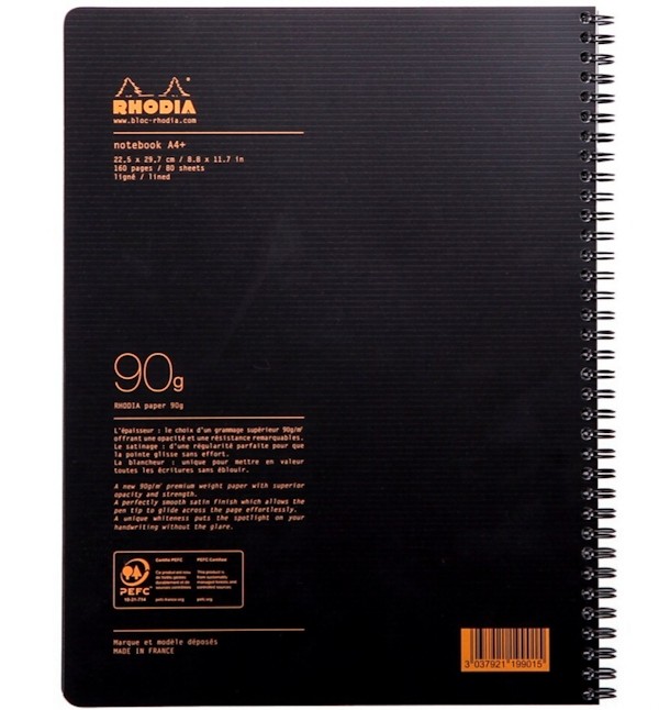 Блокнот Rhodia Rhodiactive A4+ чорний в лінію