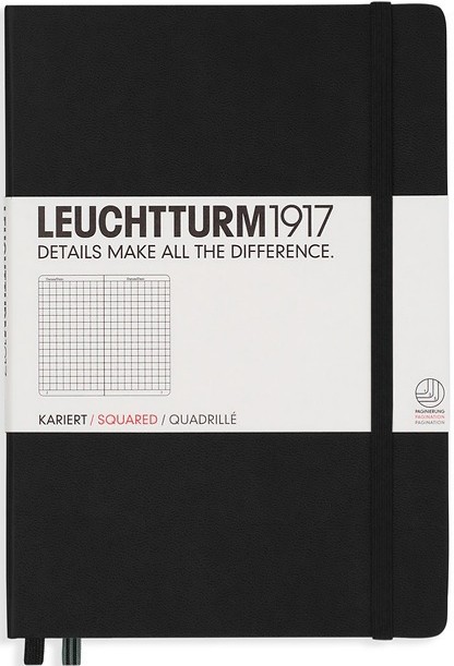 Блокнот Leuchtturm1917 Classic середній 14,5 х 21 см в клітинку чорний 