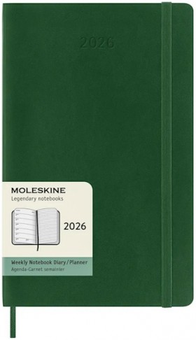 Щотижневик з місцем для записів Moleskine на 2026 рік середній 13 х 21 см миртовий зелений м'який