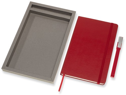 Подарунковий набір Moleskine середній 13 х 21 см червоний у прозорому боксі