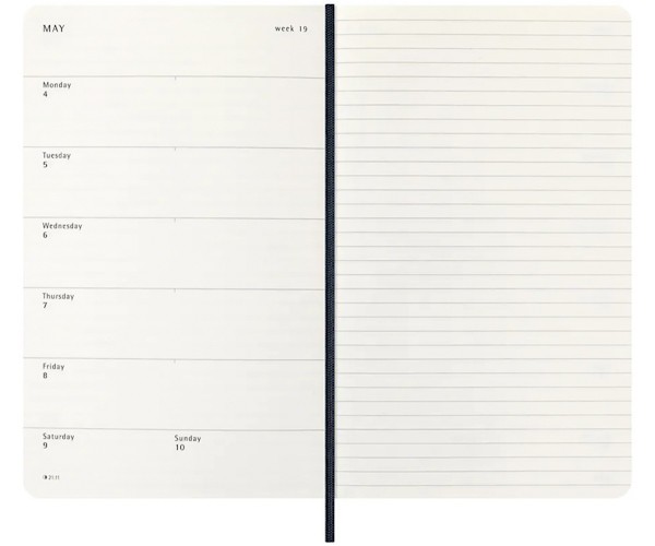 Щотижневик з місцем для записів Moleskine на 2026 рік середній 13 х 21 см сапфір м'який