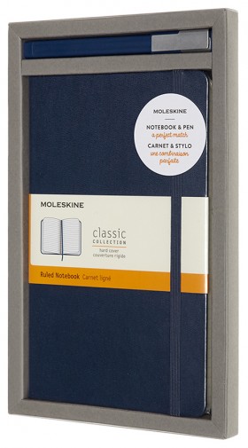 Подарунковий набір Moleskine середній 13 х 21 см сапфір у прозорому боксі