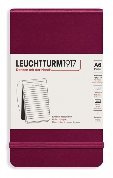 Блокнот Leuchtturm1917 Reporter Notepad кишеньковий 9 х 15 см в лінію винний