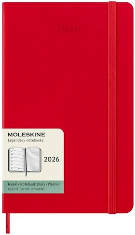 Щотижневик з місцем для записів Moleskine на 2026 рік середній 13 х 21 см червоний