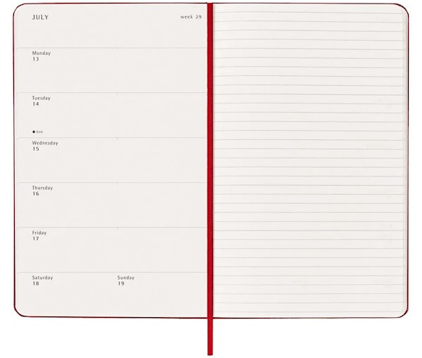 Щотижневик з місцем для записів Moleskine на 2026 рік середній 13 х 21 см червоний