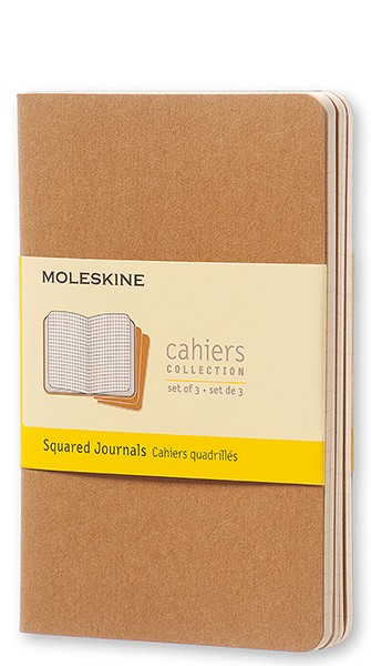 Набір зошитів Moleskine Cahier кишеньковий 9 х 14 см в клітинку бежевий 