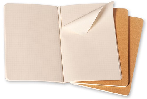 Набір зошитів Moleskine Cahier кишеньковий 9 х 14 см в клітинку бежевий 