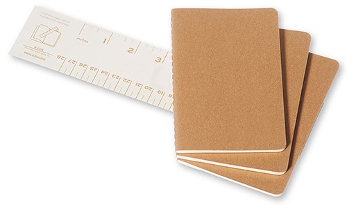 Набір зошитів Moleskine Cahier кишеньковий 9 х 14 см в клітинку бежевий 