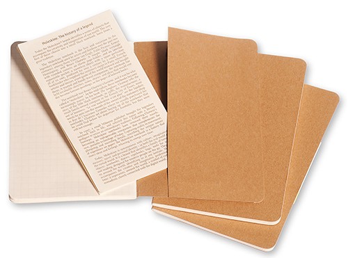 Набір зошитів Moleskine Cahier кишеньковий 9 х 14 см в клітинку бежевий 