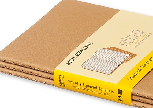 Набір зошитів Moleskine Cahier кишеньковий 9 х 14 см в клітинку бежевий 