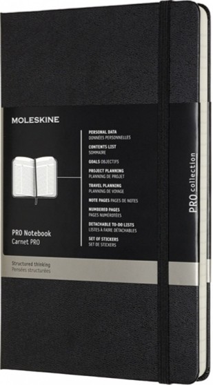 Блокнот недатований Moleskine PRO середній 13 х 21 см чорний