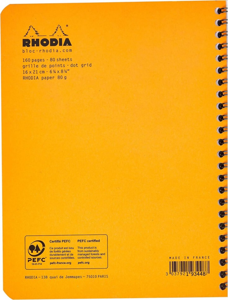 Блокнот Rhodia Classic A5 помаранчевий в крапку