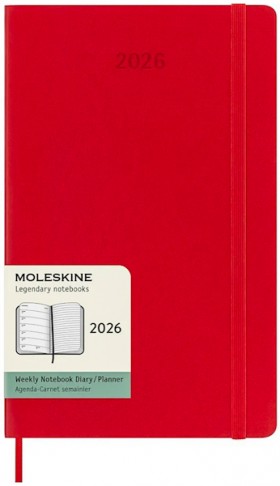 Щотижневик з місцем для записів Moleskine на 2026 рік середній 13 х 21 см червоний м'який