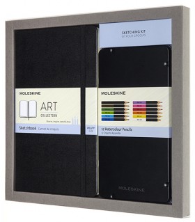 Подарунковий набір Moleskine Art середній 13 х 21 см чорний скетчбук із акврельними олівцями