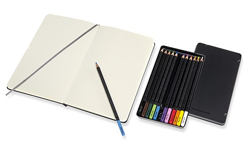 Подарунковий набір Moleskine Art середній 13 х 21 см чорний скетчбук із акврельними олівцями