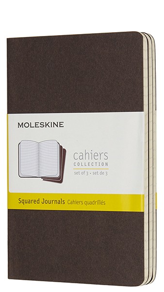 Набір зошитів Moleskine Cahier кишеньковий 9 х 14 см в клітинку коричневий