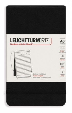 Блокнот Leuchtturm1917 Reporter Notepad кишеньковий 9 х 15 см в лінію чорний