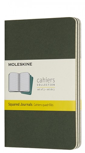 Набір зошитів Moleskine Cahier кишеньковий 9 х 14 см в клітинку зелений 