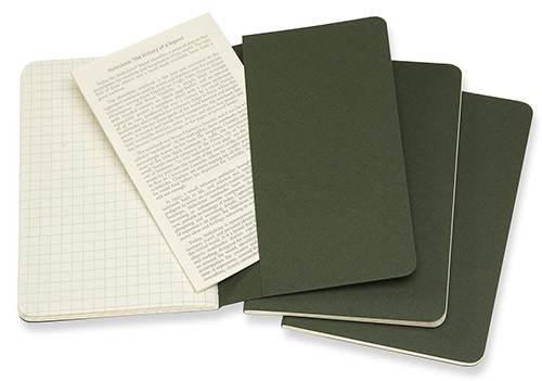 Набір зошитів Moleskine Cahier кишеньковий 9 х 14 см в клітинку зелений 