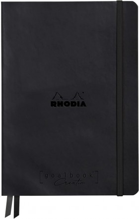 Блокнот Rhodia Goalbook А5 15,5 х 21,5 см чорний з чорними аркушами в крапку твердий