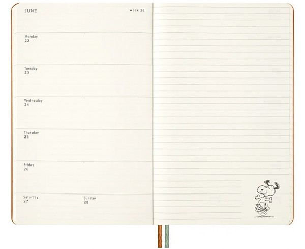 Щотижневик з місцем для записів Moleskine Peanuts на 2026 рік середній 13 х 21 см помаранчевий