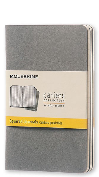 Набір зошитів Moleskine Cahier кишеньковий 9 х 14 см в клітинку теплий сірий 