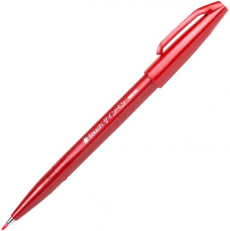 Ручка Pentel Brush Sign Pen Tip червона гнучкий наконечник 